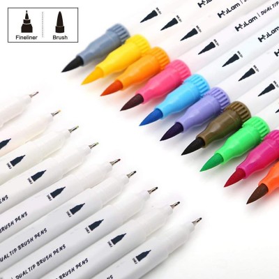 Dual tip brush marker watercolour calligraphy Color Nylon Real Felt Tip Brush